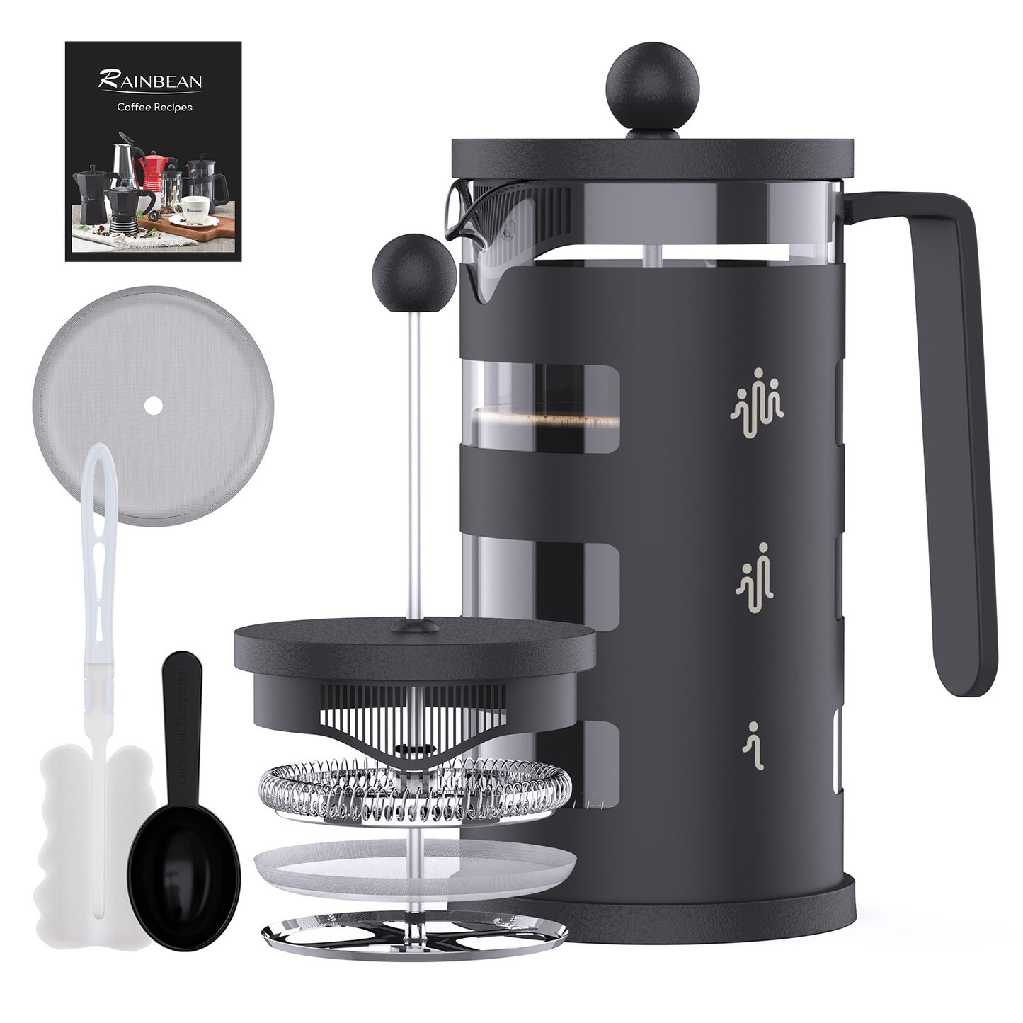 RAINBEAN French Press Coffee Maker – Stainless Steel & Borosilicate Glass, 12oz Capacity