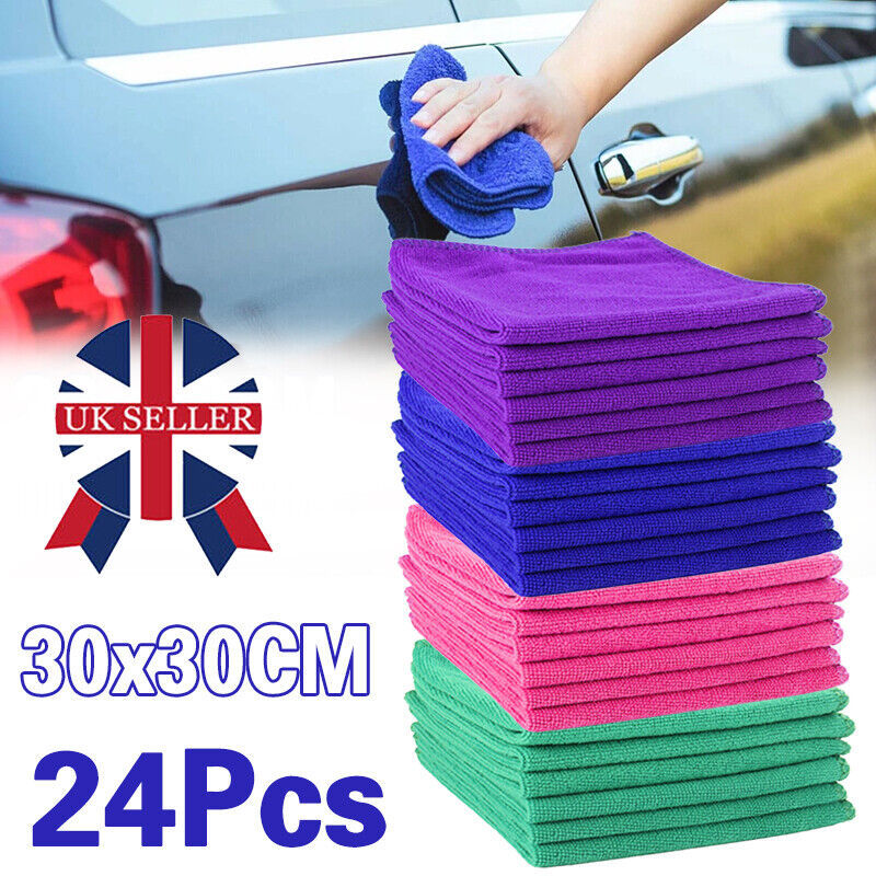 24-Pack Microfibre Cleaning Towels – Lint-Free, Reusable Cloths for Home & Car Detailing