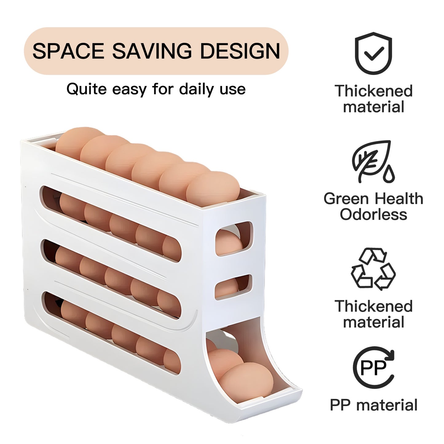 4-Tier Rolling Egg Holder – Space-Saving Organizer