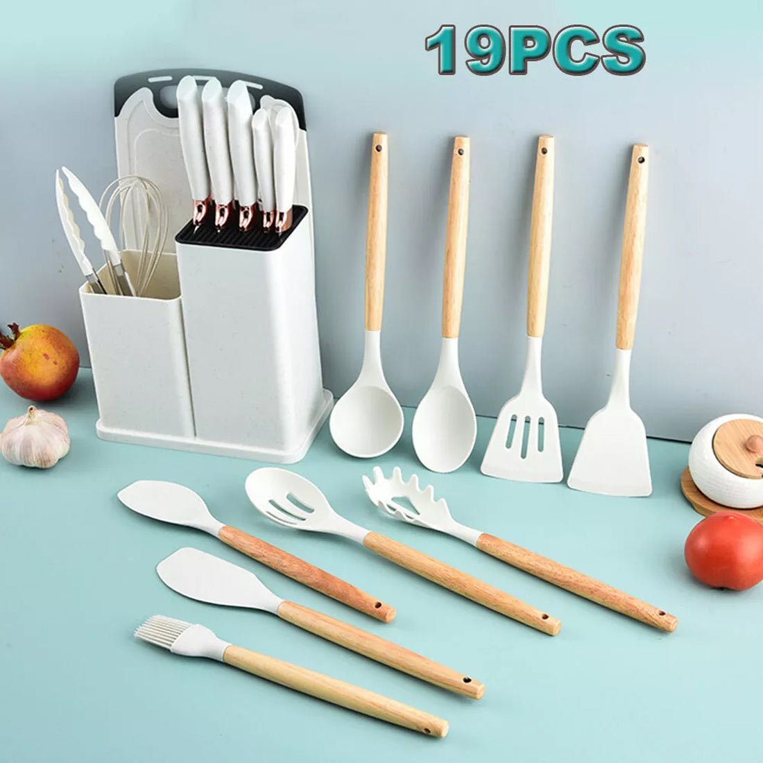 19-Piece Silicone Cooking Utensil Set – Heat-Resistant, BPA-Free Non-Stick Kitchen Tools