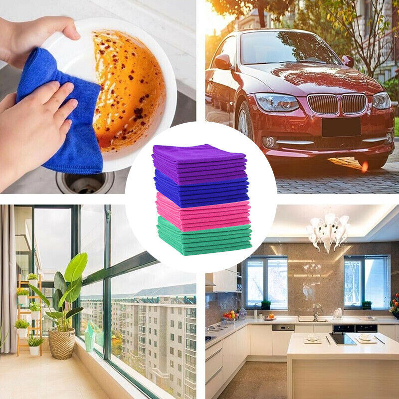 24-Pack Microfibre Cleaning Towels – Lint-Free, Reusable Cloths for Home & Car Detailing