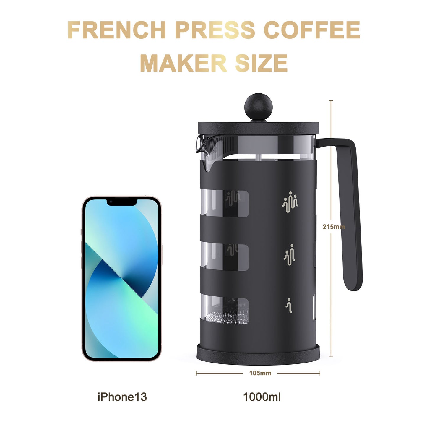 RAINBEAN French Press Coffee Maker – Stainless Steel & Borosilicate Glass, 12oz Capacity