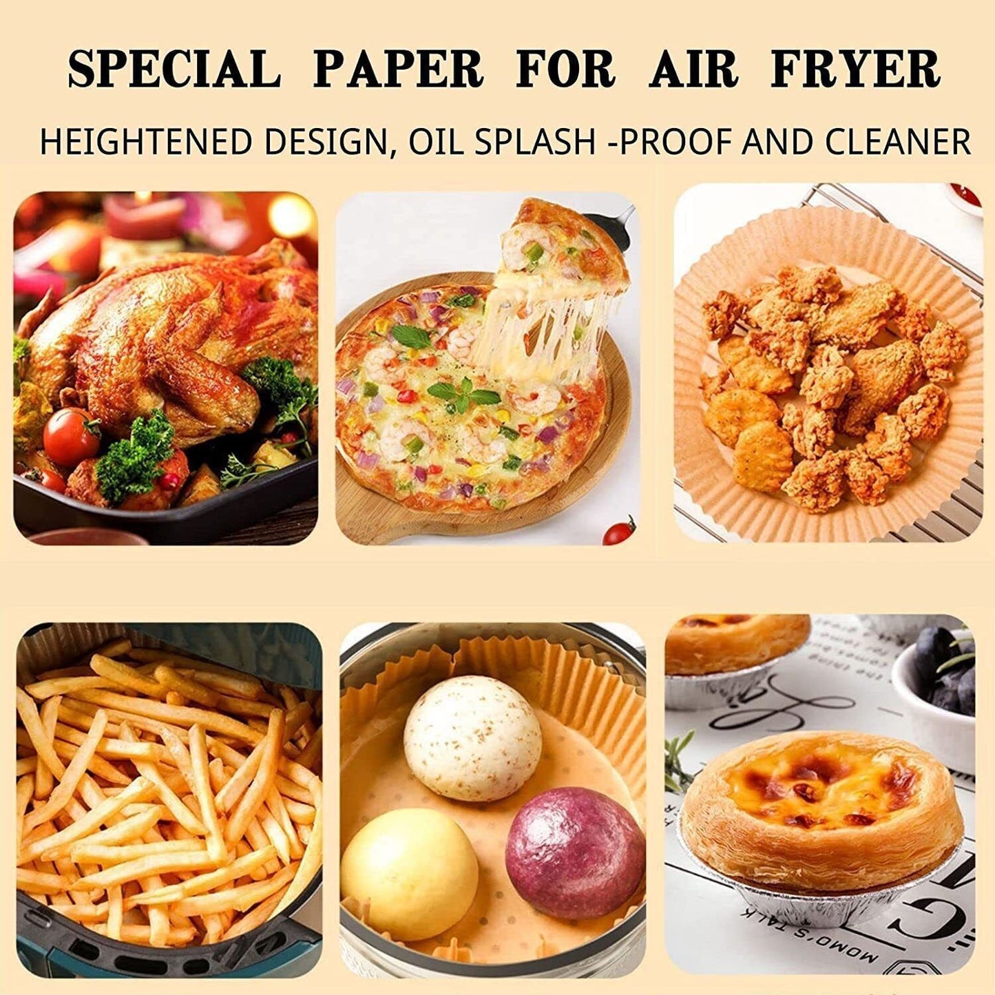 200PCS Air Fryer Disposable Paper Liners – 6.3-Inch Round, Non-Stick Parchment Paper for Fryers, Steamers & Ovens