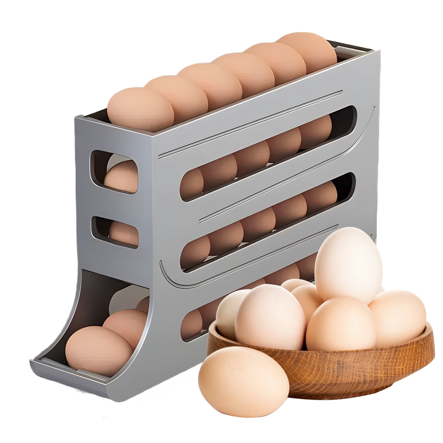 4-Tier Rolling Egg Holder – Space-Saving Organizer