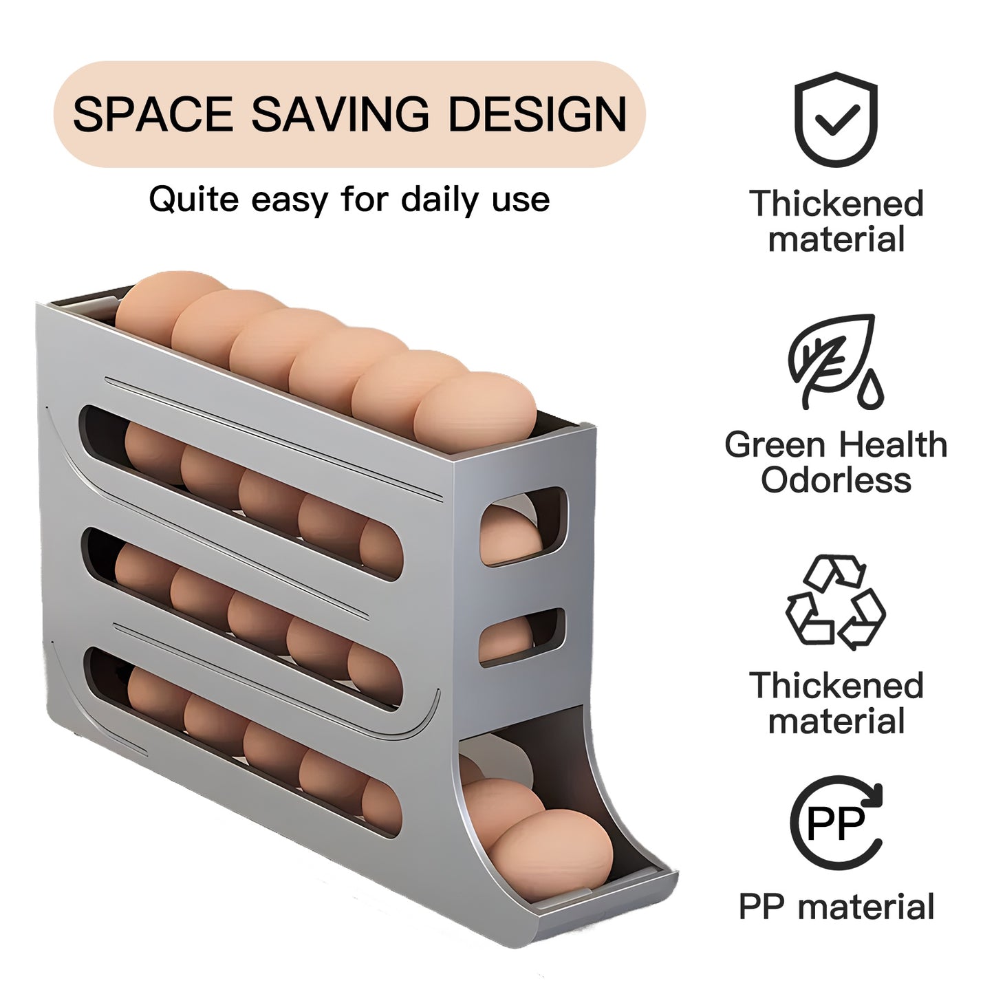 4-Tier Rolling Egg Holder – Space-Saving Organizer