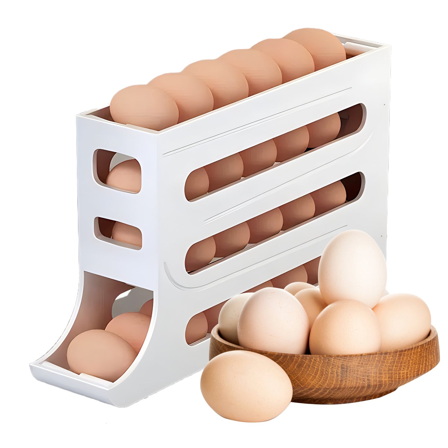 4-Tier Rolling Egg Holder – Space-Saving Organizer
