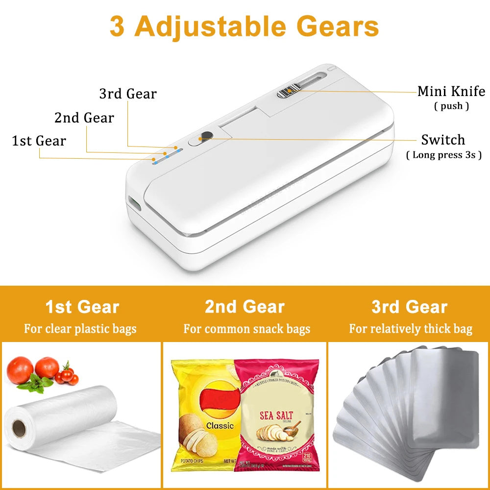 Mini Sealer 2-in-1 – USB Rechargeable Handheld Heat Sealer & Cutter for Plastic Food Bags