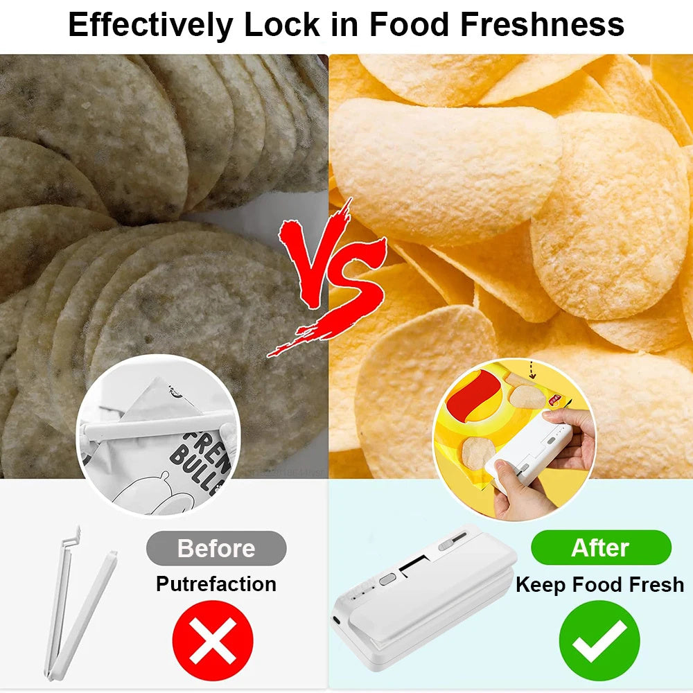 Mini Sealer 2-in-1 – USB Rechargeable Handheld Heat Sealer & Cutter for Plastic Food Bags