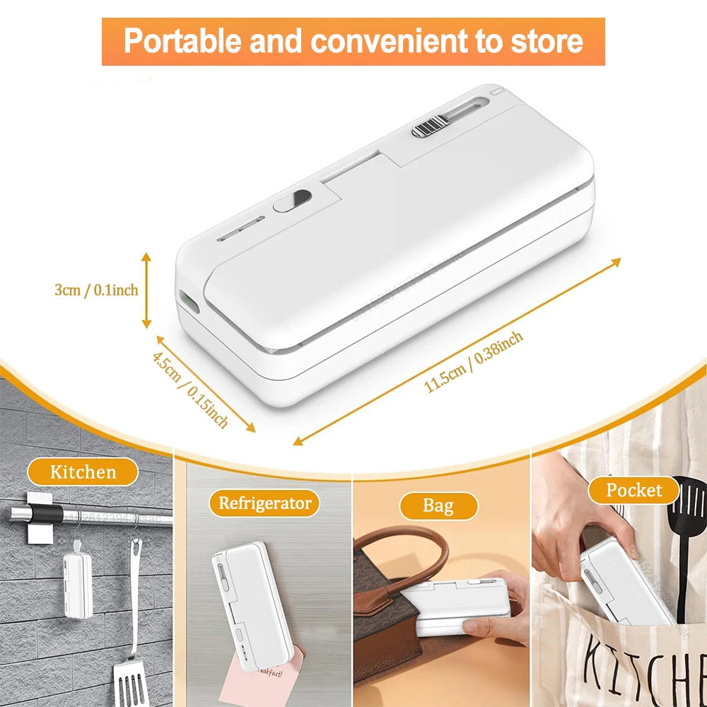 Mini Sealer 2-in-1 – USB Rechargeable Handheld Heat Sealer & Cutter for Plastic Food Bags