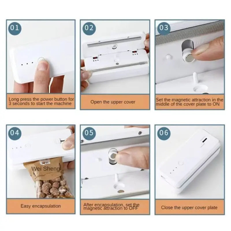 Mini Sealer 2-in-1 – USB Rechargeable Handheld Heat Sealer & Cutter for Plastic Food Bags