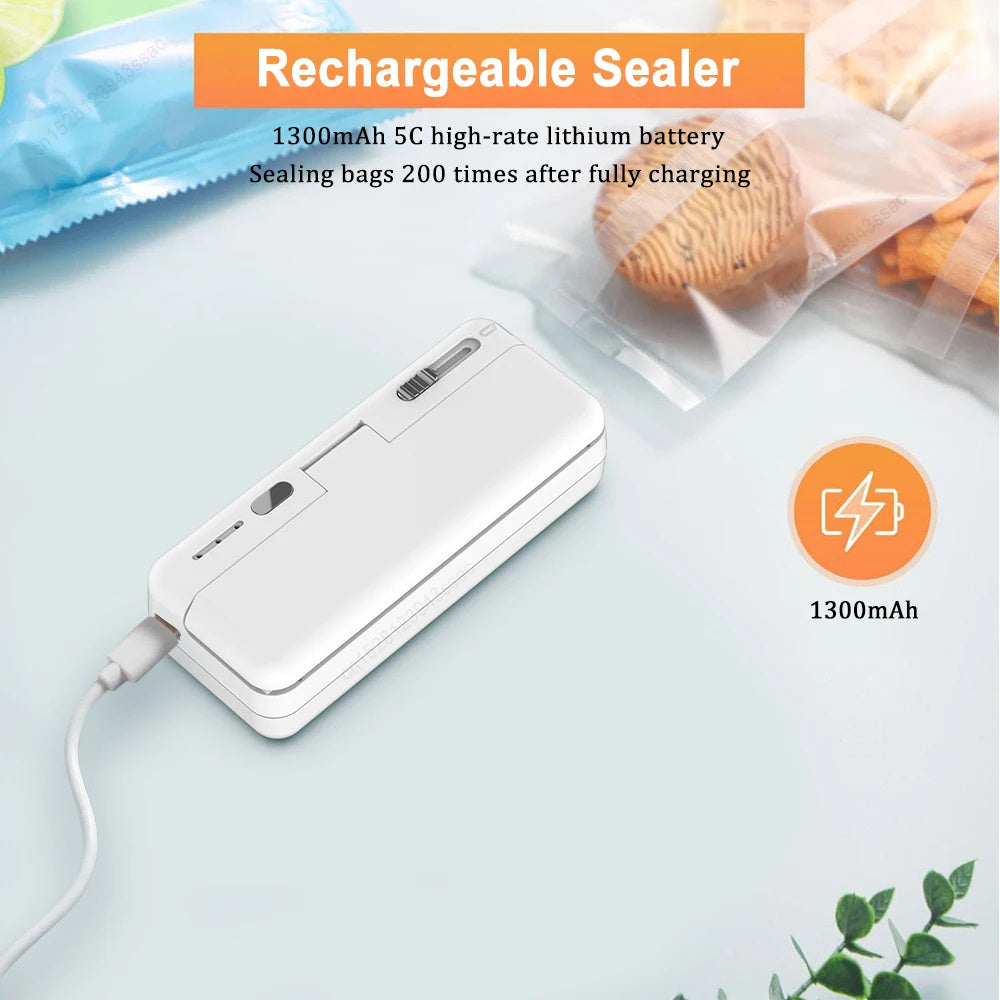 Mini Sealer 2-in-1 – USB Rechargeable Handheld Heat Sealer & Cutter for Plastic Food Bags